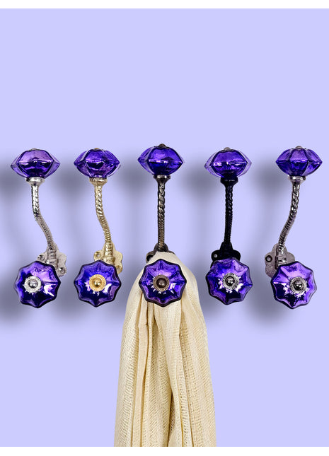 Dark Purple Drawer Knob With Metal Wall Hook