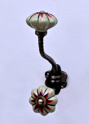 Multicolor Ceramic Knob With Metal Wall Hanger