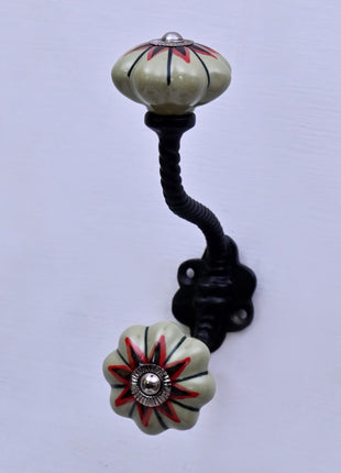 Multicolor Ceramic Knob With Metal Wall Hanger