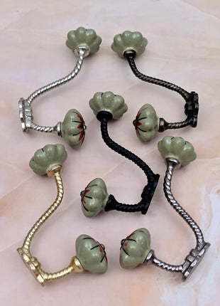 Multicolor Ceramic Knob With Metal Wall Hanger