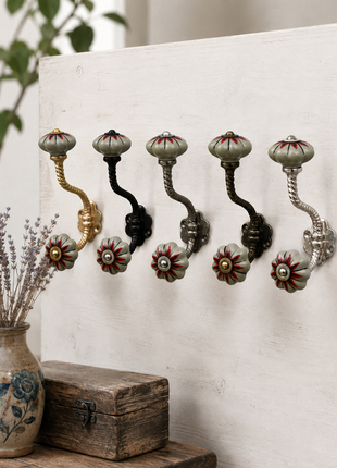 Multicolor Ceramic Knob With Metal Wall Hanger