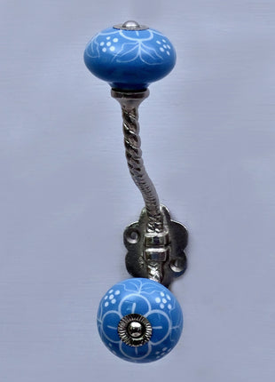 Turquoise Ceramic Knob With Metal Wall Hanger