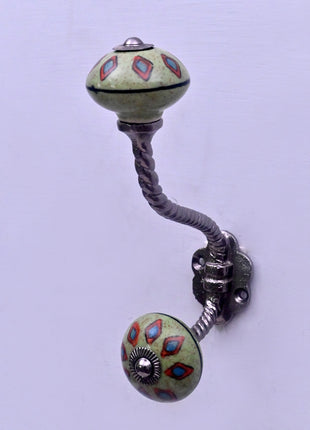 Ceramic Knob With Metal Wall Hanger