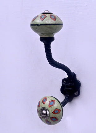 Ceramic Knob With Metal Wall Hanger