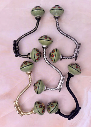 Ceramic Knob With Metal Wall Hanger