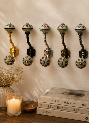 Ceramic Knob With Metal Wall Hanger