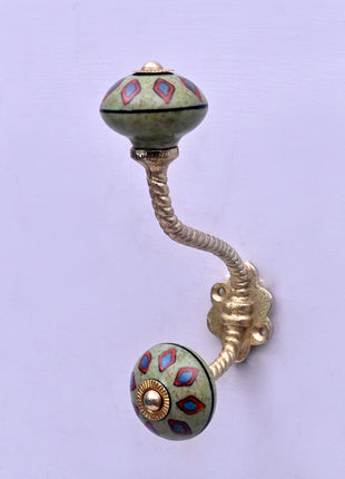 Ceramic Knob With Metal Wall Hanger