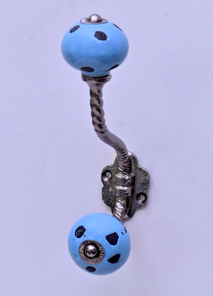 Turquoise Ceramic Knob With Metal Wall Hanger