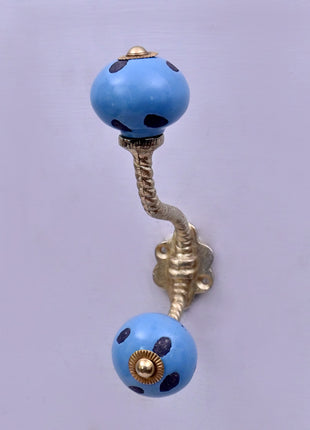 Turquoise Ceramic Knob With Metal Wall Hanger