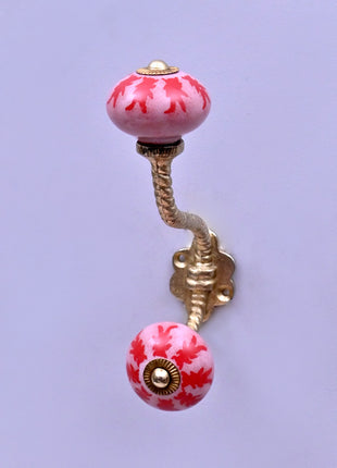Red Design Ceramic Knob With Metal Wall Hanger
