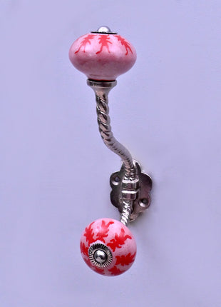 Red Design Ceramic Knob With Metal Wall Hanger
