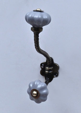 Gray Ceramic Knob With Metal Wall Hanger