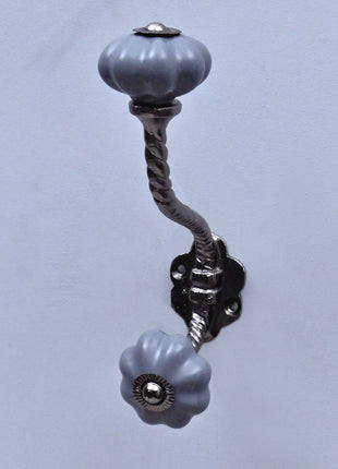 Gray Ceramic Knob With Metal Wall Hanger