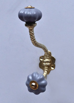 Gray Ceramic Knob With Metal Wall Hanger
