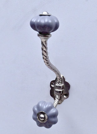 Gray Ceramic Knob With Metal Wall Hanger