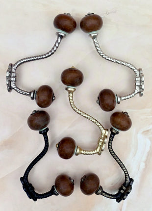Brown Ceramic Knob With Metal Wall Hanger