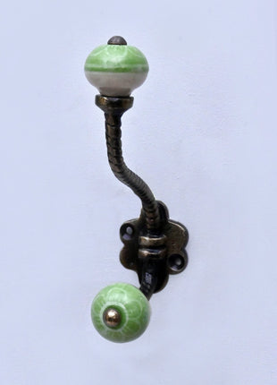 Green Ceramic Knob With Metal Wall Hanger