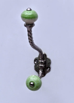 Green Ceramic Knob With Metal Wall Hanger