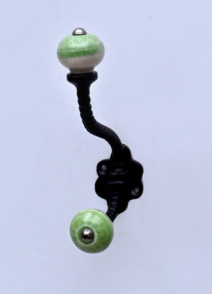 Green Ceramic Knob With Metal Wall Hanger