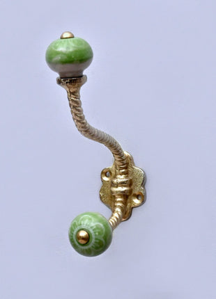 Green Ceramic Knob With Metal Wall Hanger