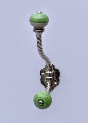 Green Ceramic Knob With Metal Wall Hanger