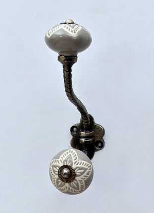Gray Color Design Ceramic Knob With Metal Wall Hanger