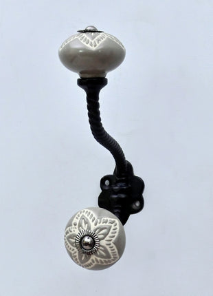 Gray Color Design Ceramic Knob With Metal Wall Hanger