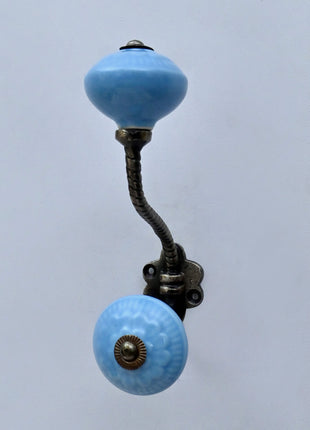 Turquoise Ceramic Knob With Metal Wall Hanger