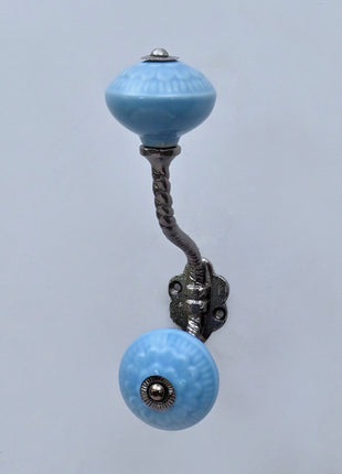 Turquoise Ceramic Knob With Metal Wall Hanger