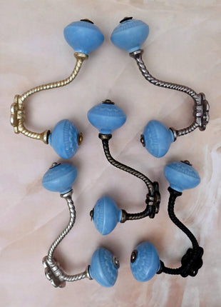 Turquoise Ceramic Knob With Metal Wall Hanger