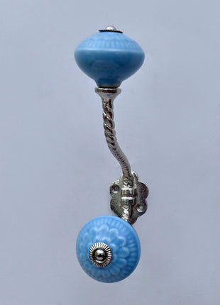 Turquoise Ceramic Knob With Metal Wall Hanger