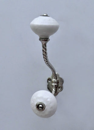 White Ceramic Knob With Metal Wall Hanger