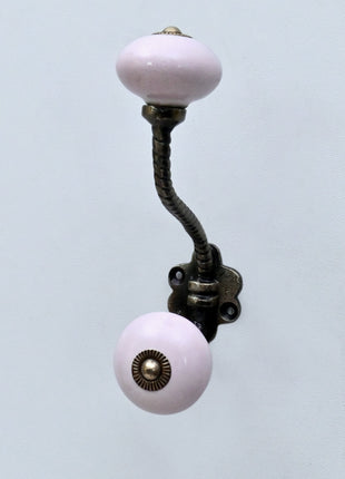 Solid Blush Pink Ceramic Knob With Metal Wall Hanger