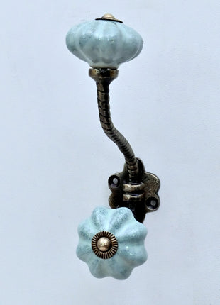 Speckled Sage Green Ceramic Knob With Metal Wall Hanger