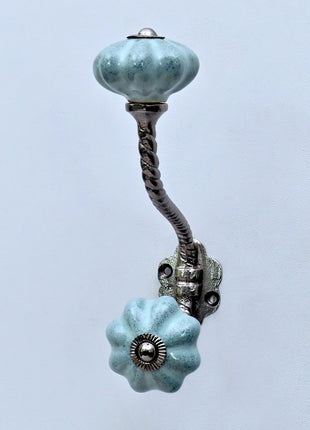 Speckled Sage Green Ceramic Knob With Metal Wall Hanger