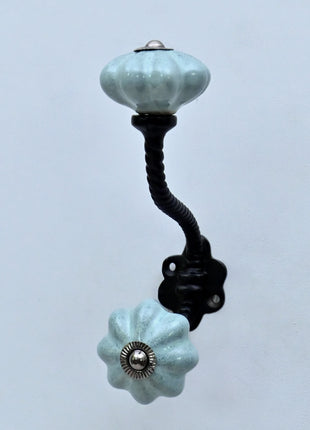 Speckled Sage Green Ceramic Knob With Metal Wall Hanger