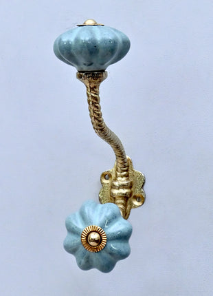 Speckled Sage Green Ceramic Knob With Metal Wall Hanger