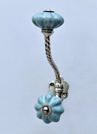 Speckled Sage Green Ceramic Knob With Metal Wall Hanger