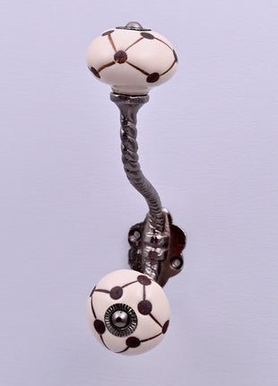 Geometric Polka Dot Line Ceramic Knob With Metal Wall Hanger