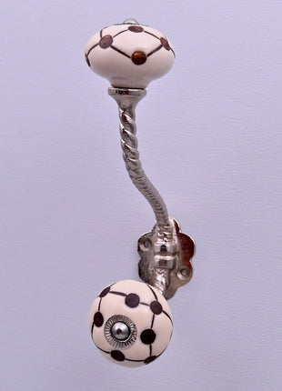 Geometric Polka Dot Line Ceramic Knob With Metal Wall Hanger