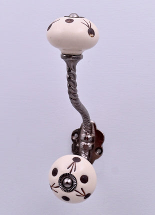 Maroon Polka Dots Ceramic Knob With Metal Wall Hanger