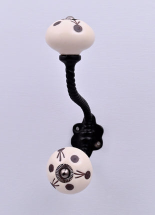 Maroon Polka Dots Ceramic Knob With Metal Wall Hanger