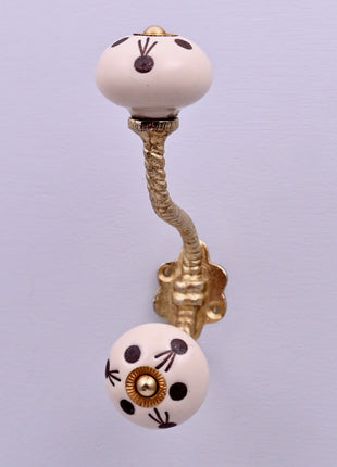 Maroon Polka Dots Ceramic Knob With Metal Wall Hanger