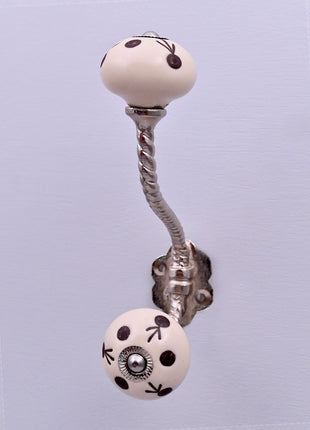 Maroon Polka Dots Ceramic Knob With Metal Wall Hanger