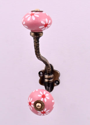 Dusty Pink Ceramic Knob With Metal Wall Hanger