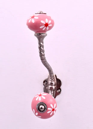 Dusty Pink Ceramic Knob With Metal Wall Hanger