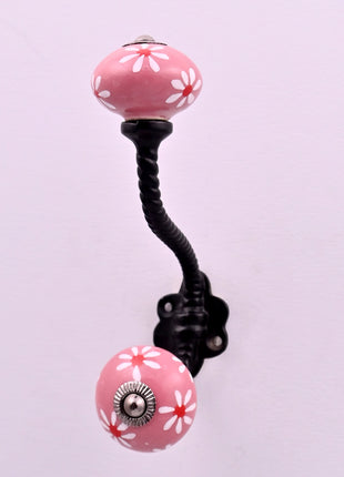 Dusty Pink Ceramic Knob With Metal Wall Hanger