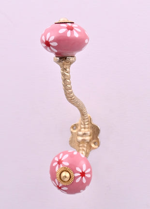 Dusty Pink Ceramic Knob With Metal Wall Hanger