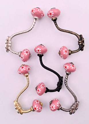 Dusty Pink Ceramic Knob With Metal Wall Hanger