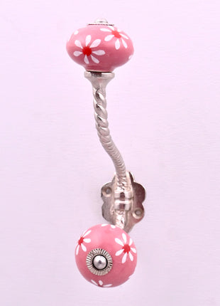 Dusty Pink Ceramic Knob With Metal Wall Hanger